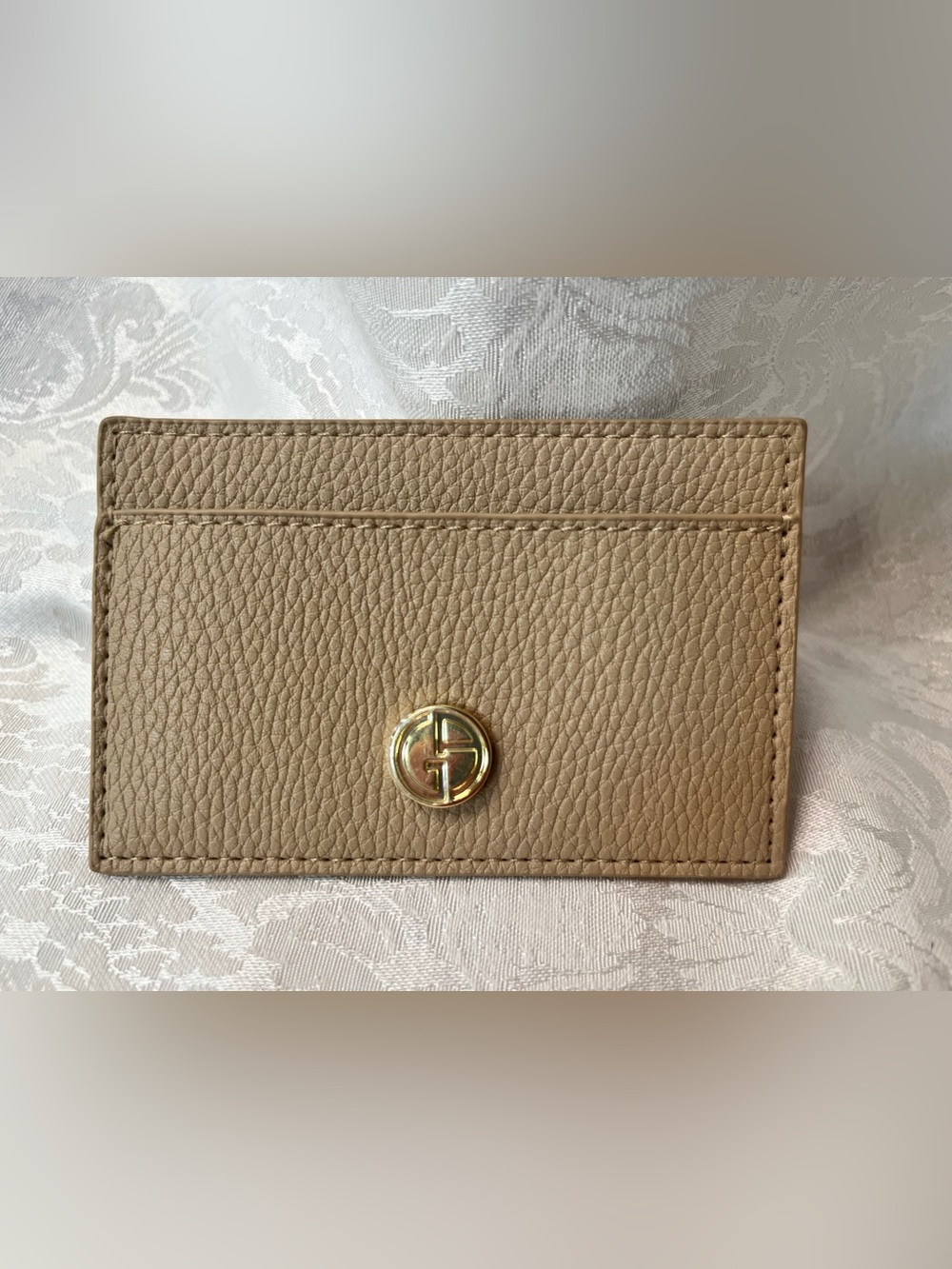 Giorgio Armani Leather Card Holder with Gold Logo
